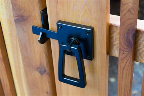 modern gate latch  tapered handle   modern ring latch   wooden gate