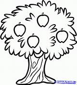 Tree Drawing Fruit Trees Coloring Drawings Draw Apple Simple Kids Step Pages Line Cliparts Clipart Cartoon Kid Sketches Fruits Orchard sketch template