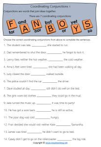 conjunction worksheets  resources easyteachingnet