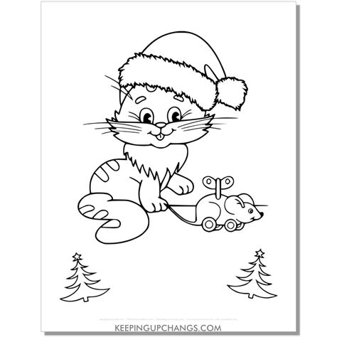 christmas cat coloring pages  popular printables images
