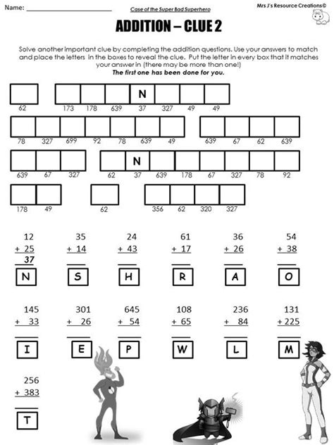 math mystery worksheets  grade