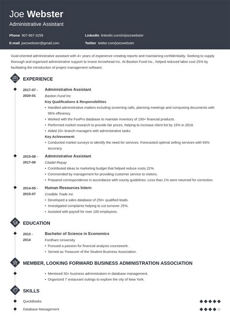 business administration resume skills