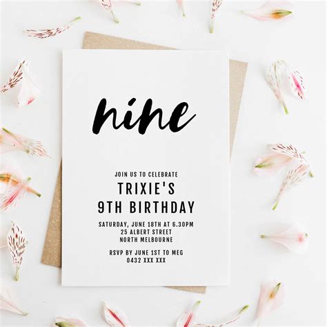 simple  birthday invitation instant  birthday etsy