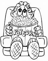 Coloring Popcorn Movie Pages Eating Cinema Theater Kids Movies Boy Drawing Color Tickets Colouring Family Sheet Theatre Kid Clipart Popular sketch template