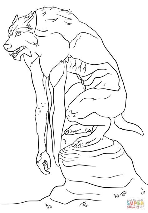 werewolf sitting   stone coloring page  printable coloring pages