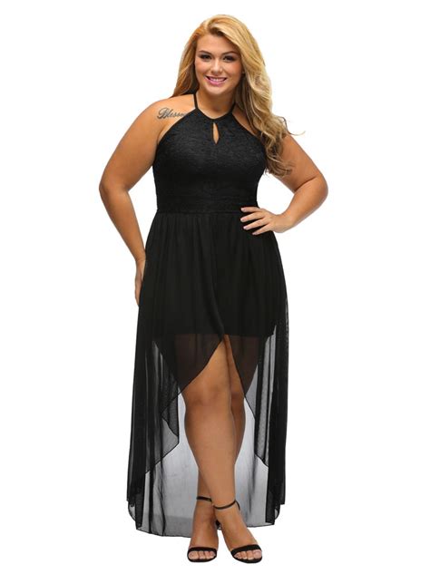 Sexy Plus Size Gauze Lace Exotic Apparel Halter Backless Vestidos