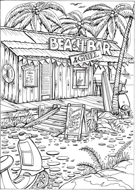 summer scene coloring pages stamping