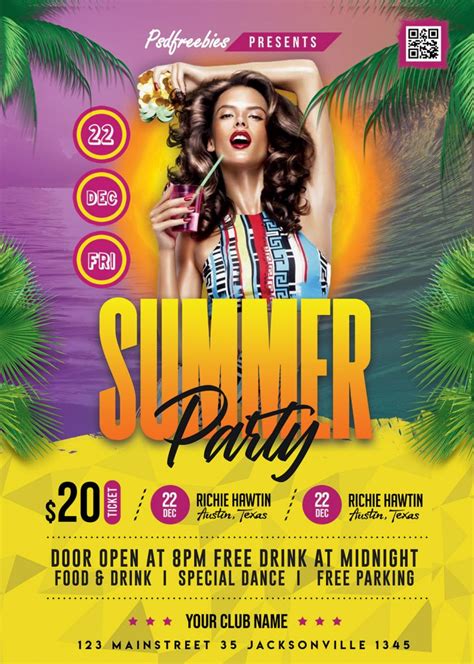hot summer party flyer design psd psdfreebiescom