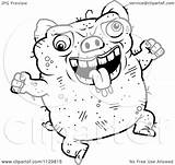 Outlined Jumping Pig Thoman sketch template