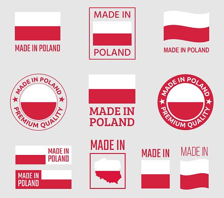 poland labels set   poland product emblem stock illustration  image