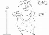 Sing Coloring Pages Movie Kids Pig Printable Color Gunter Dancing Print Characters Sheets Ash Cartoon Rosita Bestcoloringpagesforkids Book Children Creative sketch template