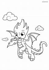 Dragon Coloring Flying Cute Pages Dragons Printable Color Fairy Babies Egg sketch template