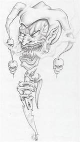 Evil Jester Clown Tattoo Sketches Drawings Wicked Skull Drawing Tattoos Joker Mask Deviantart Gas Stencils Skulls Pencil Jesters Scary Sketch sketch template