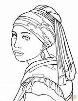 Pearl Earring Girl Coloring Vermeer Johannes Pages Supercoloring Drawing Line Baroque Drawings Famous Choose Board sketch template