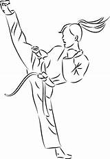 Karate Drawing Kick Girl Sticker Martial Wall Getdrawings Drawings Tenstickers Colour sketch template
