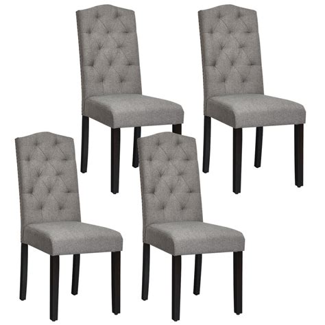 gymax set   tufted dining chair upholstered  nailhead trim
