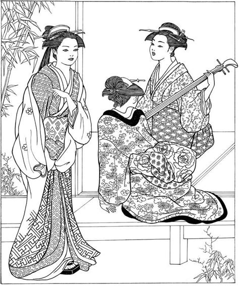 geisha images  pinterest geishas coloring books