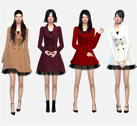 Sims4 Marigold Winter Coat With Skirt Luxysims