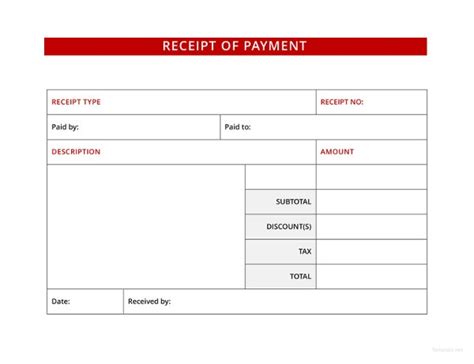 payment receipt template  word templates payment receipt