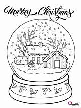 Merry Kleurplaat Colouring Sneeuwbol Bubakids Volwassenen Winterse Globes sketch template