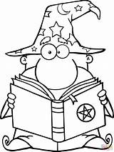 Coloring Book Magic Wizard Funny Pages Holding Printable Wand Template sketch template