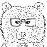 Anderson Bear Glasses Traceable sketch template