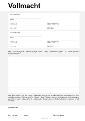 Vollmacht Vordruck Pdf
