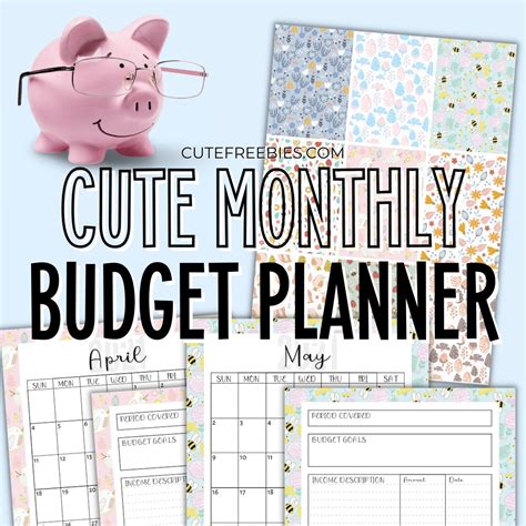 printable monthly budget planner template cute freebies