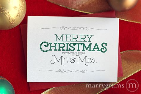 merry christmas from the new mr and mrs card holiday cards