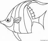 Angelfish Coloring Drawings Fish Printable Print Pages Easy Angel Drawing Outline sketch template