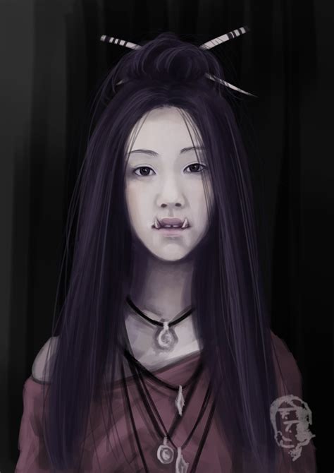 shadowrun female orc shaman asian artwork  harliquin cyberpunk