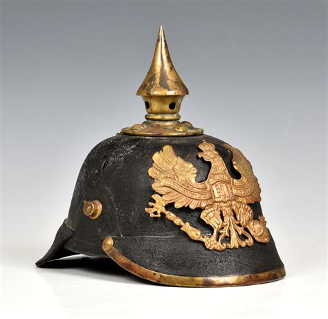 lot  wwi imperial german prussian infantry pickelhaube black leather bodied  eagle helmet