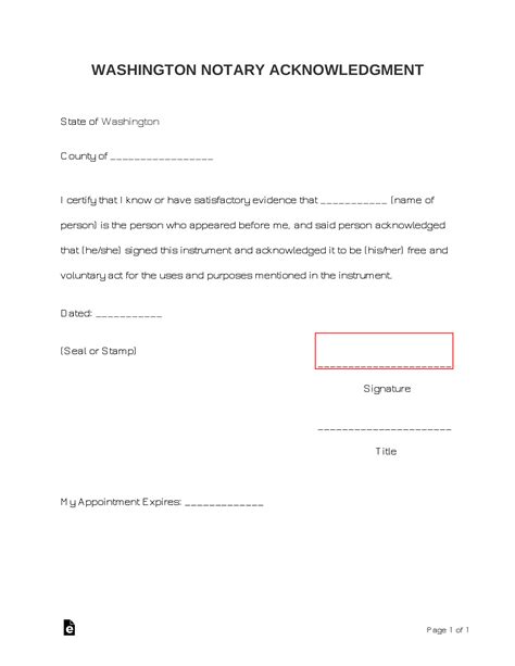 printable notary acknowledgement form