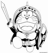Doraemon Coloring Pages Cartoon Warrior Colouring Printable Suite War Print Drawing Brave Armour Clipart Color Book Library sketch template