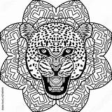 Jaguar Mandala Coloring Vector Element Circular Antistress Stern Pattern Background Book Contents Comp Similar Search sketch template