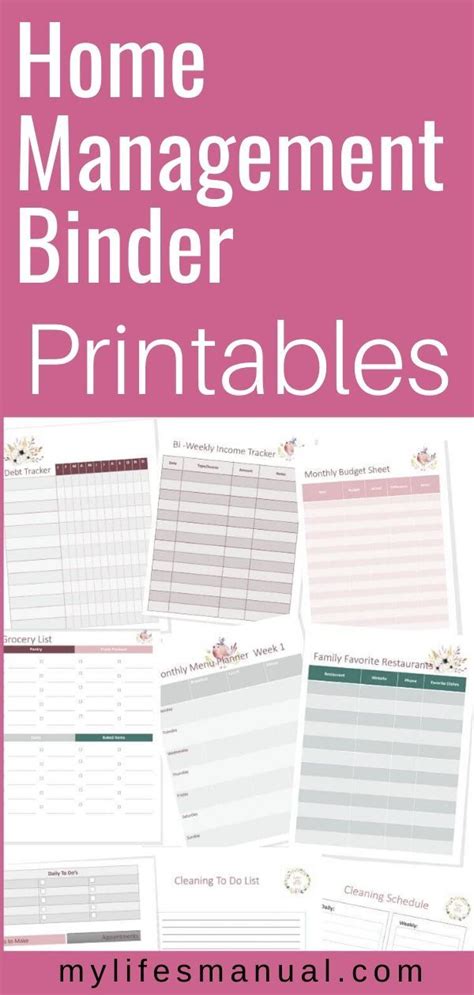 home management binder printables  printable word searches