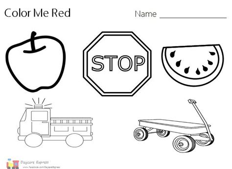 preschool red colour worksheet