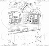Tram Outline Coloring Illustration Using Public People Royalty Clip Bannykh Alex Clipart sketch template