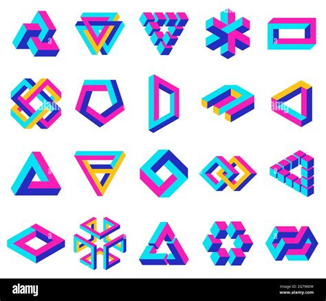 geometric impossible shapes paradox triangle square  circular