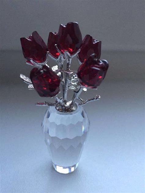 swarovski vase  red roses catawiki