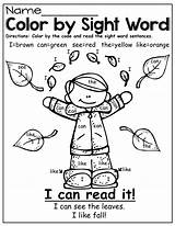 Sight Coloring Word Color Pages Words Fall English Kindergarten Worksheets Printable Colouring Kids Style Colour Education Drawing Print Printables Literacy sketch template