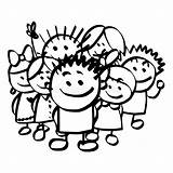 Kindergruppe Illustratie Krabbel Vectorhand Getrokken Gezeichnetes Gekritzel Disegnato Gruppo Vettore Scarabocchio Multikulturell sketch template