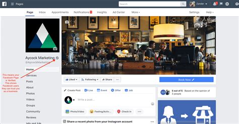verify  facebook page   business aycock marketing