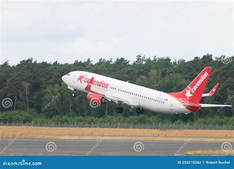 corendon airlines boeing   jet   airport  muenster  germany editorial photography