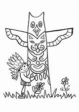 Totem Yakari Indianen Indien Tipi Totempaal Aborigen Kleurplaten Indians índio Maternelle Bezoeken Indiaan Autochtone Rolando sketch template