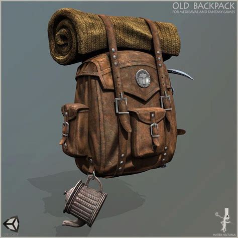 Survival Old Backpack 3d Model Low Poly Rigged Max Obj Mtl