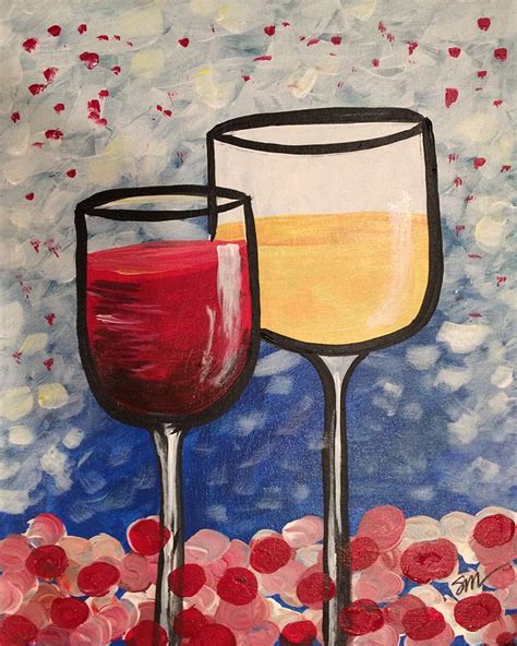 2 Wine Glasses Paint Party Art Gallery New Art