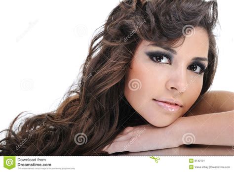beautiful curly brunette woman stock image image 8142191