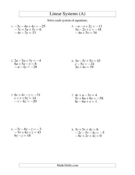 nidecmege systems  equations word problems worksheet db excelcom