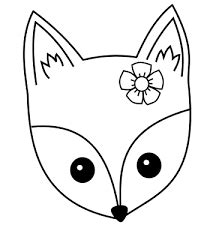 image result  fox head clipart black  white fox coloring page